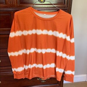 Orange and White Tie-Dye Long Sleeve Shirt